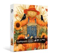 Fall Puzzles for Adults 1000 Pieces, Larkipuzz Cute Scarecrow Jigsaw Puzzles Pumpkin Crow, Unique Impossible Autumn Garden Theme as House Decor