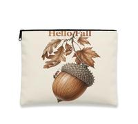 Fall Red Ants Insect Makeup Bag, Holiday Acorn Maple Cosmetic Travel Pouch for Women, Portable Small Canvas Zipper Organizer, Autumn Toiletry Bag 7x9 Inch