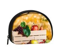 Fall Red Leaves and Fruits Minis Storage Bag Shell Wallet Small Coin Purse with Minis with Zipper Change Purse for Coin Keys You Can Also Store Any Small Objects You Want