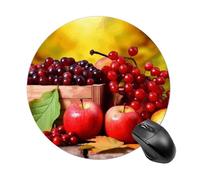 Fall Red Leaves and Fruits Mouse Pad Premium Texture Mousepad with Non-Slip Rubber Base 7.8" X 7.8" Large Gaming Mouse Mat Wireless Mouse Desk Accessories