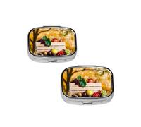 Fall Red Leaves and Fruits Pill Box 2 Compartment Medicine Pill Case,Travel Pill Organizer, Small Metal Pill Case Portable Pill Box, Perfects Gift for Anyone in Need