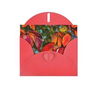 Fall Red Leaves and Fruits Print Blank Cards and Envelopes 5" x 6" for Wedding Birthday Invitations and All Occasions