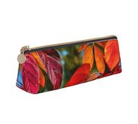 Fall Red Leaves and Fruits Print PVC Coin Purse Money Bag Makeup Case Pencil Pouch Zipper stationery case Women Men, White, One Size, Simple