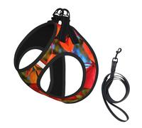 Fall Red Leaves and Fruits Print Soft Mesh Dog Harness and Leash Set Pet Puppy Cat Comfort Padded Vest No Pull Harnesses