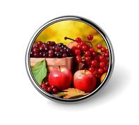 Fall Red Leaves And Fruits Round Badge Cute Brooch Hats Jackets Decor Personalized Lapel Pin Clothing Jewelry Accessories for Wedding Party Gift
