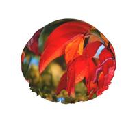 Fall Red Leaves and Fruits shower caps with a double layer of, hold your hair well whether using them while showering or taking bath.