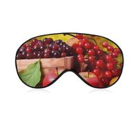 Fall Red Leaves and Fruits Sleep Mask for Women Men Side Sleeper Eye Cover with Adjustable Strap Soft Breathable Blackout Mask Slip-Free Deep Sleeping Travel Essentials
