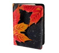 Fall Red Leaves Print 5.5in Passport Travel Document Wallet Case Stylish Secure Men Women For Travelers, Black, One Size