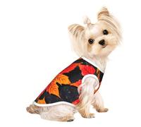 Fall Red Leaves Print Dog Lightweight Shirt,Summer Cool Breathable Dog t Shirts,Pet Sleeveless Stretchy Clothes