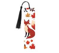 Fall Red Leaves Print Wooden Bookmarks Colorful Tassels,Decor Crafts,Book Lovers' Delight Accessories