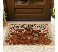 Fall Rhodesian Ridgeback Dog Front Black Door Mat Outside Inside Entrance 29 * 17, Autumn Stacked Puppy Weird Outdoor Ultra Thin Doormat, Small Maple Leaf Print Shoes Off Door Rug for Patio