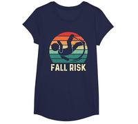 Fall Risk Balance Issues Man Women and Kids Funny Fall Risk T-Shirt, Girls, Navy Blue, Medium