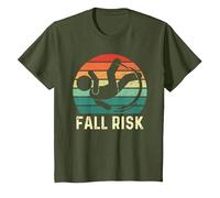 Fall Risk Balance Issues Man Women and Kids Funny Fall Risk T-Shirt, Youth, Olive Green, Medium