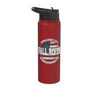Fall River Massachusetts, Vintage American Flag Stainless Steel Insulated Water Bottle