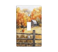 Fall Robins Bird Decorative Light Switch Cover Wall Plate 1 Gang Single Toggle, Autumn Farmhouse Barn Electrical Faceplate for Kitchen Bathroom, Farm Switchcover Decor