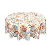 Fall Round Tablecloth 60x60 Inch Fall Leaves Tablecloth Circular Autumn Thanksgiving Round Table Cloth Washable Tabletop Autumn Leaves Table Cover for Seasonal Holiday Home Kitchen Dining Party Decor
