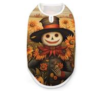 Fall Scarecrow Pumpkins Sumflower Dog Shirt Sleeveless Pet Clothes Summer T-Shirts Tank Top for Small Puppy Cat