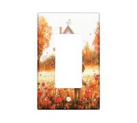 Fall Scarecrows Decorative Light Switch Cover Wall Plate 1 Gang Single Rocker, Autumn Farm Field Scene Electrical Faceplate for Kitchen Bathroom, Country Switchcover Decor