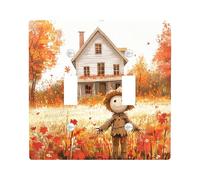 Fall Scarecrows Decorative Light Switch Cover Wall Plate 2 Gang Double Toggle, Autumn Farm Field Scene Electrical Faceplate for Kitchen Bathroom, Country Switchcover Decor