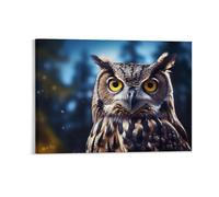 Fall Scene Canvas Wall Art, Owl in The Forest Posters W/Framed Autumn Wall Decor for Office Nursery School, Housewarming Gifts, 45x60CM