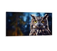 Fall Scene Framed Canvas Wall Art W/Owl in The Forest, Autumn Farmhouse Wall Decor Poster, Wall Hanging Artwork for Living Room, 30x60CM, Give Thanks Gifts