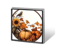 Fall Scene Sunflowers Pumpkins Birds Unisex Brooches & Pins Square Lightweight Lapel Badge Jewelry for Clothing Shawl Hat