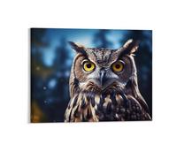 Fall Scene Wall Art Canvas Print Owl in The Forest Framed Artwork for Bedroom Living Room Kitchen, Autumn Funny Painting, Thanksgiving Gifts, 20x25CM