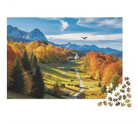 Fall Scenery Puzzle for Adults 1000Pc Recyclable Paper Mountain View Jigsaw Puzzles Educational Game Challenge Ideal for Family And Friends Gifts 38x26cm/1000pcs