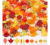 Fall Sensory Bin Filler 100PCS Thanksgiving & Fall Vase Filler Acrylic Gems Autumn Leaves Corn Gems, for Fall and Thanksgiving Table Decor, Vase Filler, Sensory Bin Filler Preschool Counting Gems