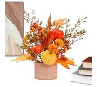 Fall Shelf Decor - Fall Seasonal Accents, Rustic Home Decor | Pumpkin and Leaves, Vintage Books, Amber Glass, Textured Accents, by Tie