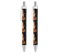 Fall Shiba Inu Dog Pumpkin Retractable Ballpoint Pen Black Ink Ball Point Pen Work Pens 2 PCS