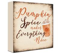 Fall Signs Pumpkin Spice Makes Everything Nice Coffee Wood Sign Fall Decor | Pumpkin spice coffee fall sign for kitchen decor, coffee bar, wall art, shelf decor and cozy autumn home decor.