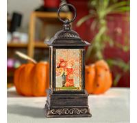 Fall Snow Globes, The scarecrow couple with Pumpkin Scene Snow Globes, Glittering Lantern with Timer, Snow Globe Lantern USB or Battery Powered for Fall Festival Thanksgiving Day Decor