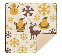Fall Snowflake Deer Turmeric Dark Brown Large Sturdy Baby Gym & Activity Mat for Indoor Outdoor Water Resistant Foldable Activity Gym Mat for Babies Infants Toddlers, 50'' x 50''