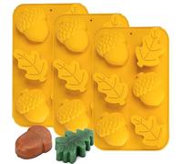 Fall Soap Molds Silicone Acorn Leaf Mold, 3 Pack Fall Autumn Baking Molds for Muffin Mini Cakes Jello Jumbo Chocolate, 3D Thanksgiving Molds for Making Soap Wax Candle