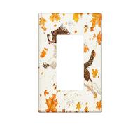 Fall Springer Spaniel Dog Decorative Light Switch Cover Plate 1 Gang Single Rocker, Autumn Luxury Maple Leaf Electrical Faceplate for Kitchen Bathroom, Pet Switchcover Decor