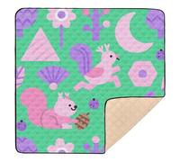 Fall Squirrel Purple Pink Large Stylish Baby Gym & Activity Mat for Floor Portable Baby Kick Crawling Mat for Baby Toddler Infant, 50'' x 50''