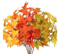 Fall Stems with Maple Leaves, Fall Decor Indoor in Vase, Artificial 6Pcs Fake Leaf Branches Decoration, Green Yellow Orange-red Faux Foliage for Home Kitchen Farmhouse Thanksgiving Harvest Fireplace