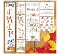Fall Stencils for Painting on Wood Reusable Thanksgiving Template Hello Fall Hello Pumpkin Welcome Stencil Large Drawing Autumn Doormat Stencils for Porch Sign Door Mats DIY Crafts Canvas(porch15)