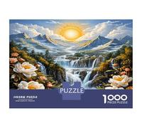 Fall Sun Peak Rose 1000pc Classic Jigsaw Puzzle Alpine Serenity Art Jigsaw Puzzle Bundle Extra-Thick Cardboard Collector Mind Relaxation Travel Office Break Holiday 38x26cm/1000pcs