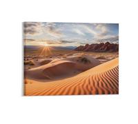 Fall Sunset Wall Decor Poster, Autumn Sand Dunes And Rock Formations Framed Canvas Wall Art for Bathroom Kid's Room, Funny Desert Landscape Artworks, Thanks Giving Gifts, 20x25CM