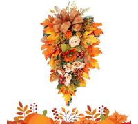 Fall Swag - Realistic Flower Maple Berry Porch Wreath - Hangable Wreath Decorations,for Holiday Decorators Office Apartment Coffee Shop Front Door Wall Window Mantel Entrance Harvest Festival
