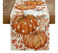 Fall Table Runner - 13x72 Inch Leaf Design, Rectangular Linen Fabric, Rustic Farmhouse Accent | Thanksgiving Fall Decoration for Eating A Holiday Home