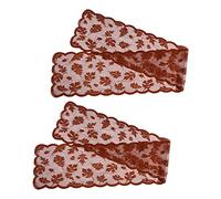 Fall Table Runner with Maple Leaf Pattern, 2pcs Rust Red Polyester, Elegant Design for Home Decor - Classic Autumn Style, Durable Material, Ideal for Thanksgiving Parties