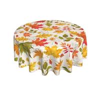 Fall Tablecloth 60 Inch Round Orange Maple Leaves Fall Decorations Table Cloth Polyester Thanksgiving Autumn Harvest Round Table Cover for Home Dinner Party Picnic Kitchen Decor Outdoor Indoor