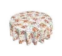 Fall Tablecloth Round 60 Inch Burnt Orange Colorful Leaves Autumn Leaf Harvest Themed Thanksgiving Day Decorative Table Cloth Seasonal Rustic Farmhouse for Indoor Party Kitchen Dinner Picnic Decor