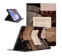 Fall Tablet Case for Samsung Galaxy Tab A8 X205/X200 2021 10.5" | Bible Verse Book Leaf Collage Brown Retro Pattern Adjustable Flip PU Leather Stand Funda Protective Cover for Women Girls