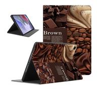Fall Tablet Case for Samsung Galaxy Tab S8/S7 Plus 2022/2020 S7 FE 12.4" | Coffee Collage Leaf Coffee Brown Cream Pretty Pattern Adjustable Flip PU Leather Stand Funda Protective Cover for Women Girls