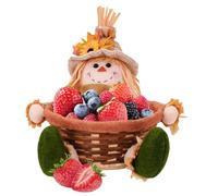 Fall Tabletop Scarecrow Decor - Sunflower Sitting Scarecrows Plush Doll Holding a Fruit Basket | Fall Decorations for Home, Fall Harvest Figurine for Table Centerpiece
