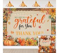 Fall Thank You for All You Do Banner Backdrop Autumn Thanksgiving We are So Grateful for You Party Background Pumpkin Friendsgiving Party Decorations Banner Photo Booth Props (94X70 inch (8x6FT))